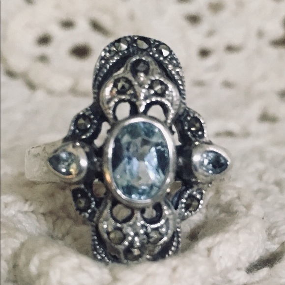 Vintage Jewelry - Vintage stamped marcasite ring